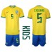 Cheap Brazil Casemiro #5 Home Football Kit Children World Cup 2022 Short Sleeve (+ pants)